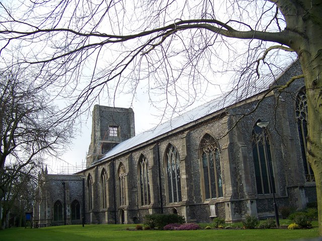 St Nicholas parish church tower in North Walsham, Norfolk