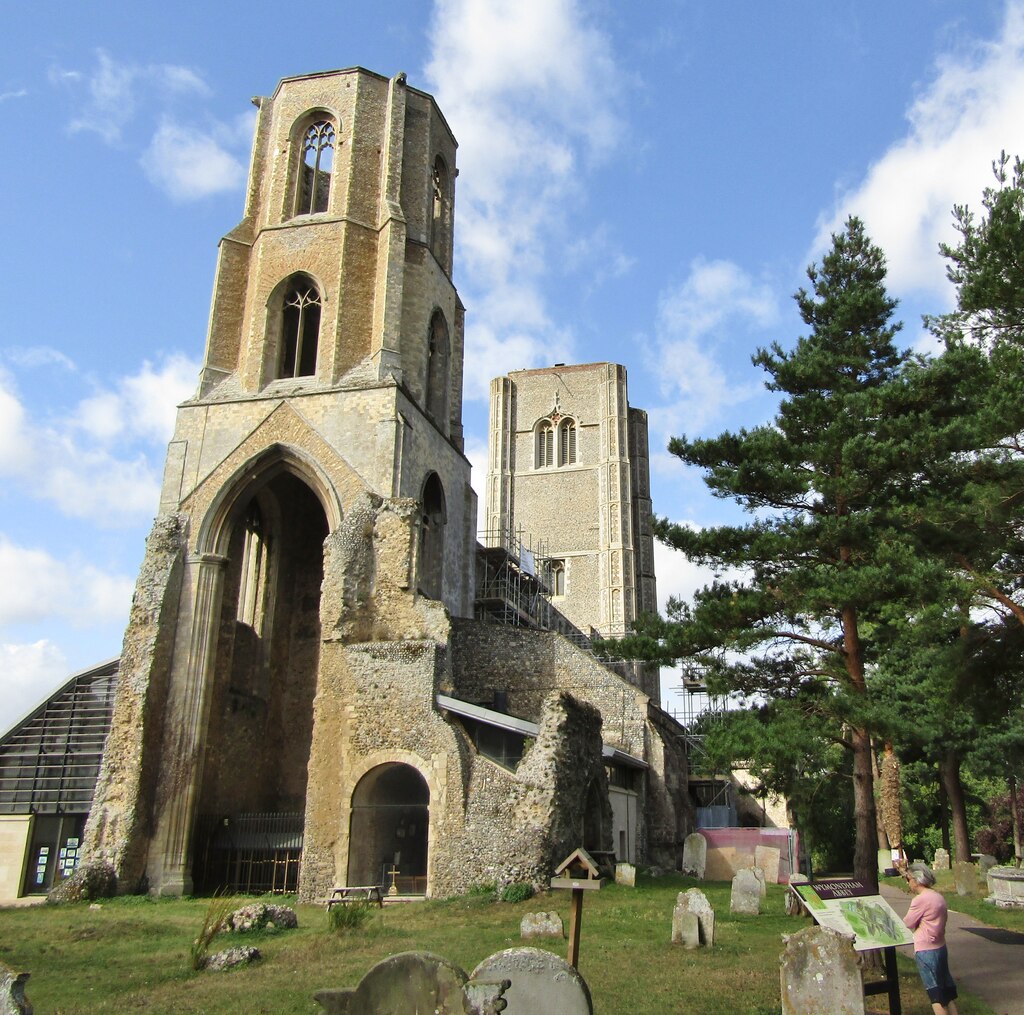 Wymondham Abbey with its distinctive twin towers rising above the south Norfolk skyline